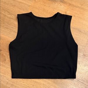 Joan Brown Black Sleeveless Crop Top